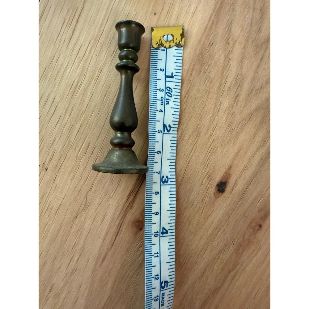 4 Pairs Vintage Brass Miniature Candlestick Holders – Mixed Heights, 8 Total